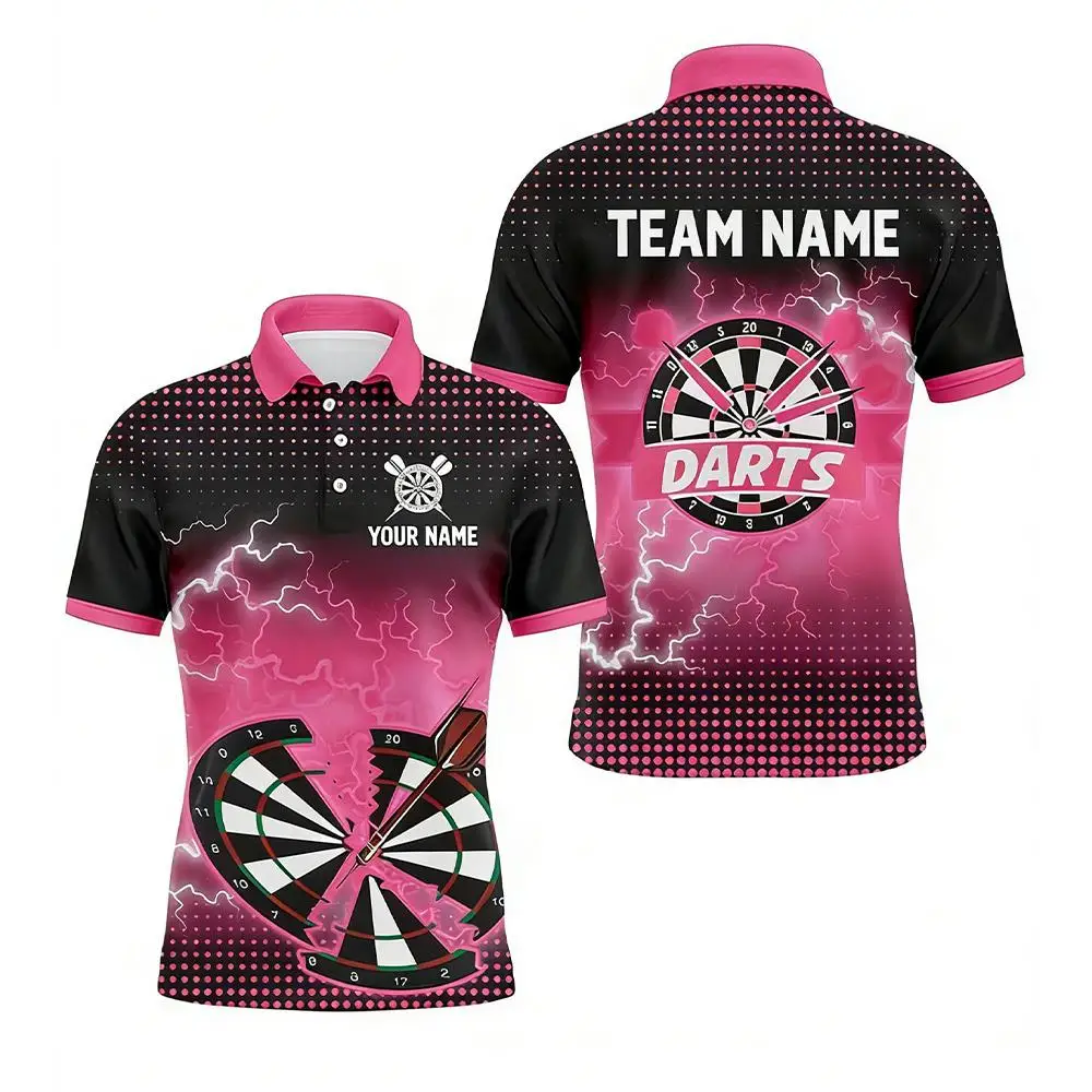Personalized Darts Polo Shirt 3D All Over Print Men's Custom Name Team Darts Jersey Unisex Quick-drying Breathable Golf Shirt