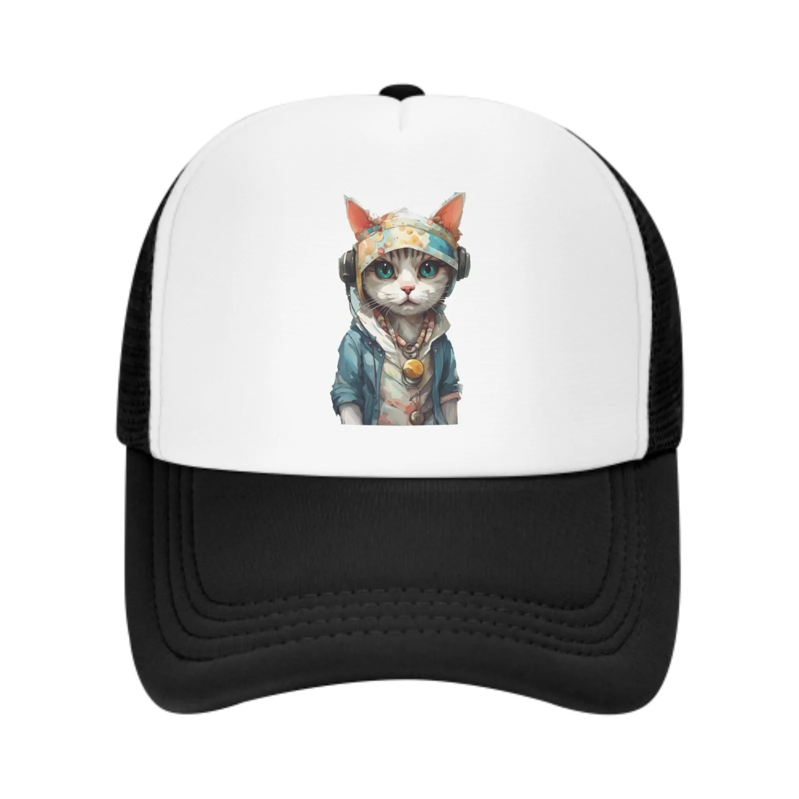 Gorra de béisbol de malla con estampado de gato guapo, sombreros de camionero, deportes al aire libre, ajustable, lavado, Snapback, papá