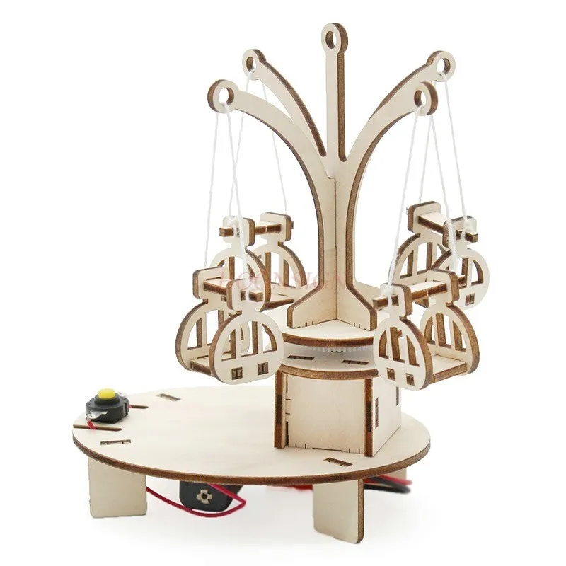 children and students manually assemble flying chair models，Rotating flying chair DIY technology small production,