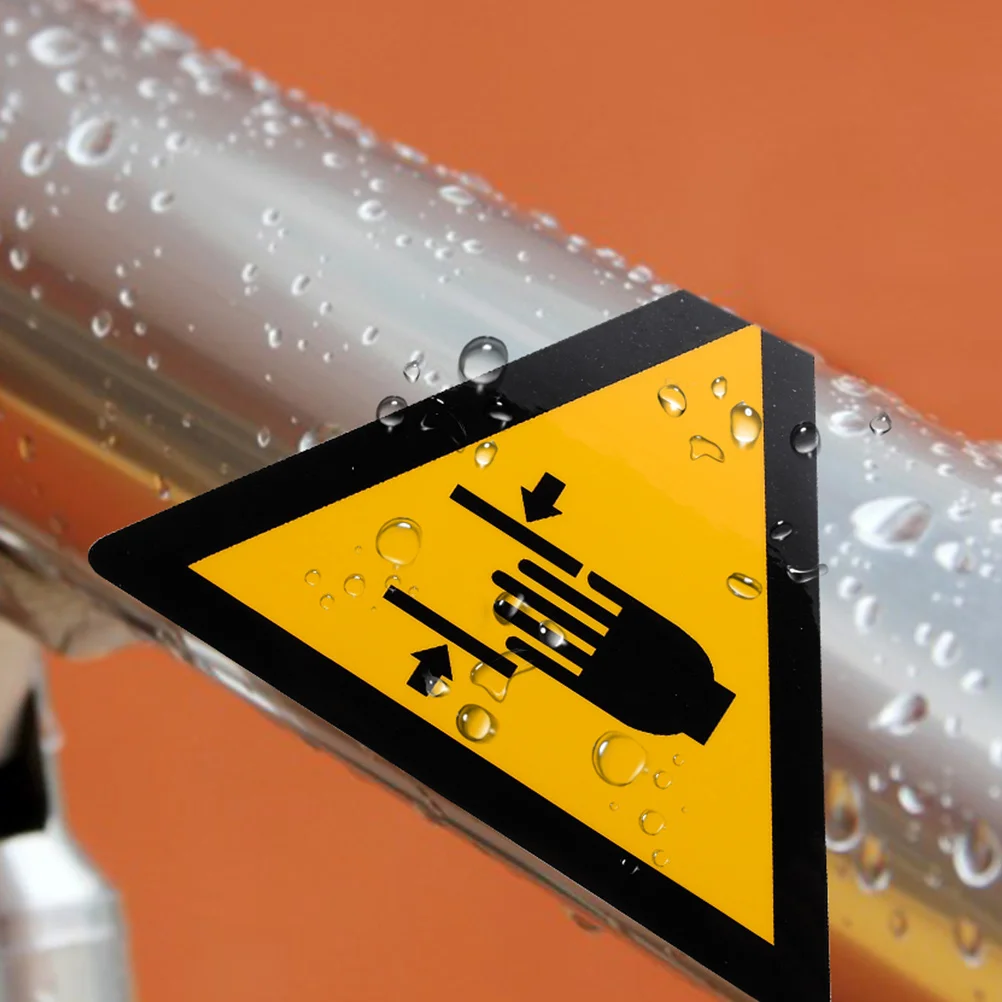 

2 pcs Safety Identifier Sticker Strong Adhesion Hand Crushing Warning Labels For Warehouse School Factory Durable Pp Material