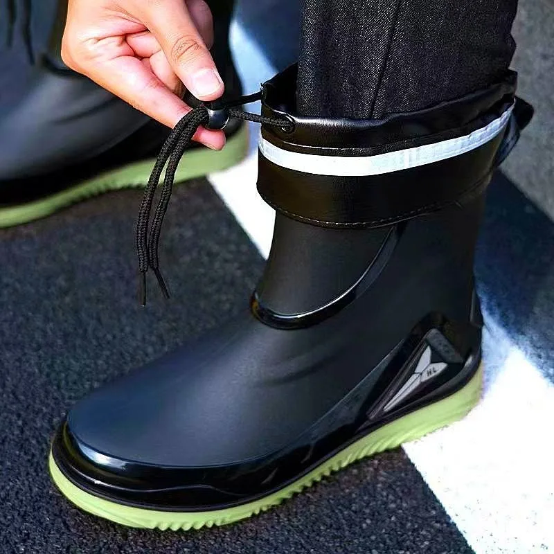 Fashion Short Thickened Waterproof Shoes Men's Rain Shoes Low-top Warm Work Rubber Shoes Non-slip Fishing Kitchen Rain Boots