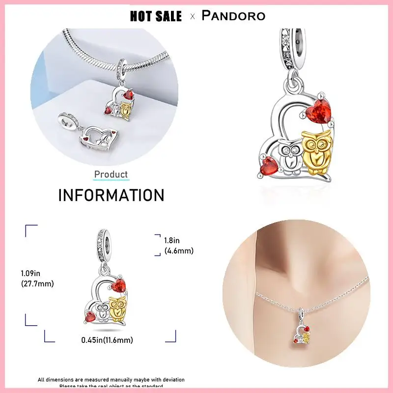 맞춤 판도라 오리지널 팔찌 925 실버 다이아몬드 나비 동물 비즈 펜던트, DIY 프라타 쥬얼리, 고양이와 개 동물 시리즈