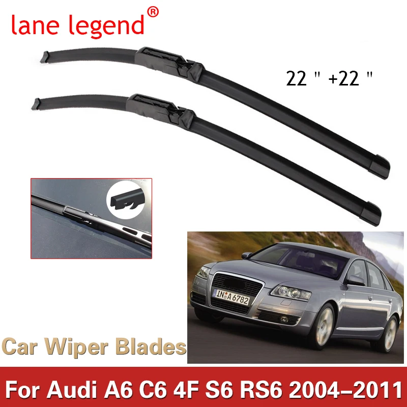 Lane Legend Wiper LHD Pióra wycieraczek przednich do Audi A6 C6 4F S6 RS6 2004 - 2011 Szyba przednia Szyba przednia 22"+22"