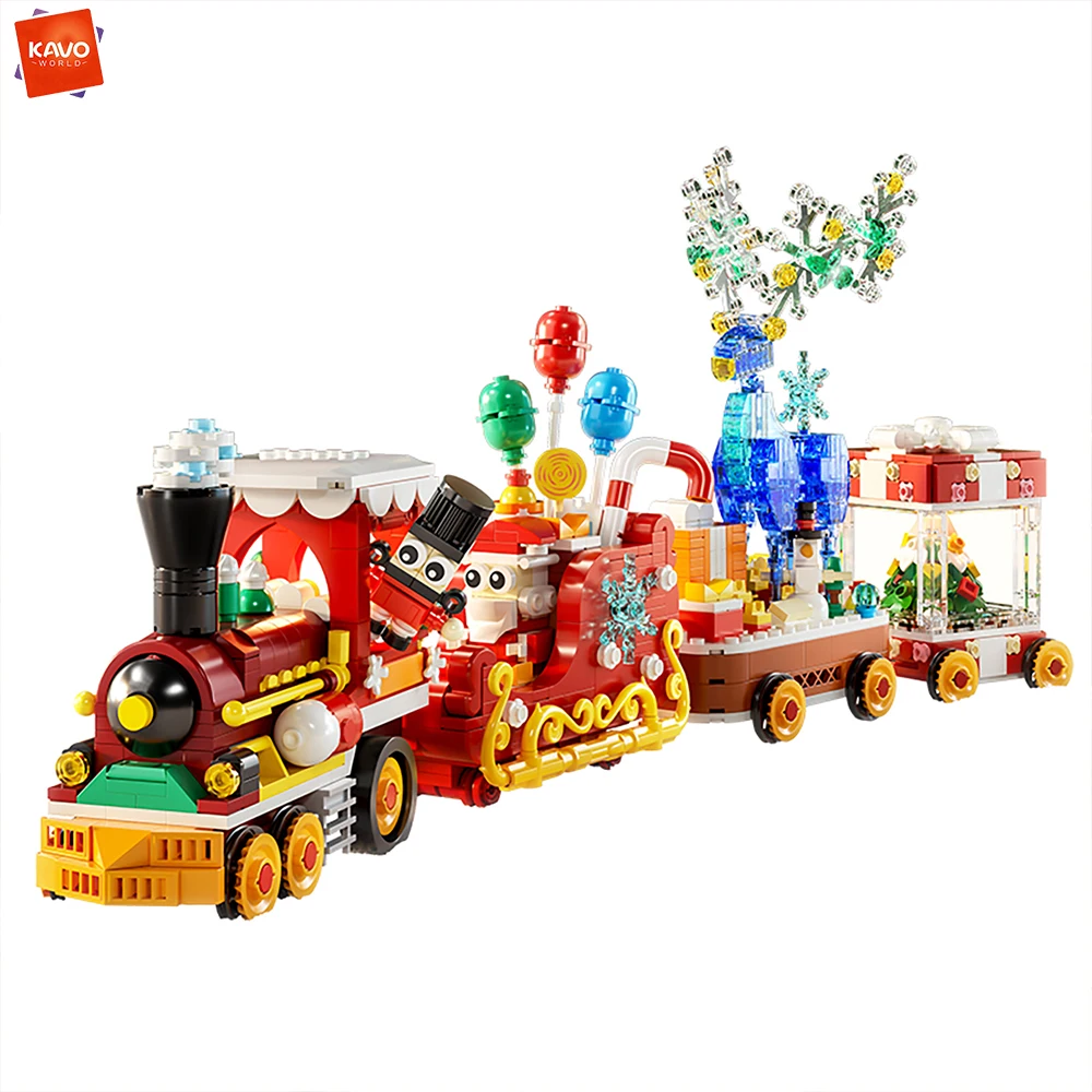KAVOWORLD 1461PCS Kersttrein Bouwstenen Kerst Creatieve DIY Puzzel Bouw Speelgoed Blokken Feestdagen Decoratie Cadeau voor Jongens