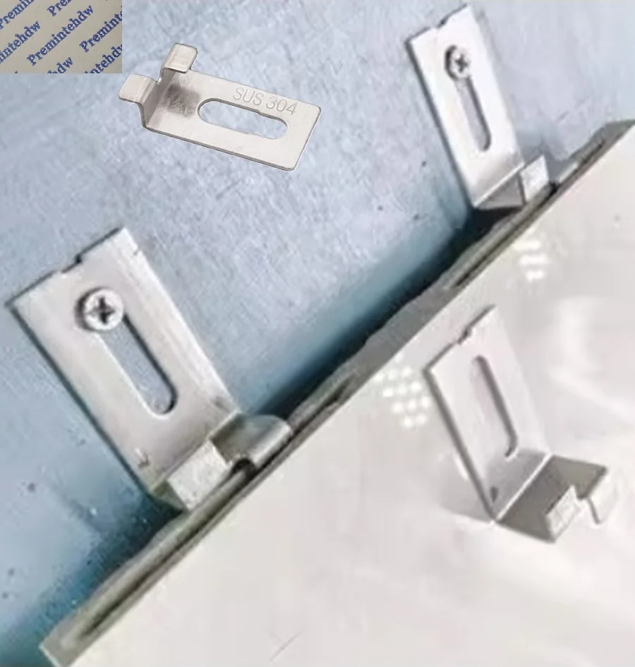 50Pcs SUS304 Concealed Tile Drywall Fixing Clip Marble Hanging Bracket With 2 Ways Claws