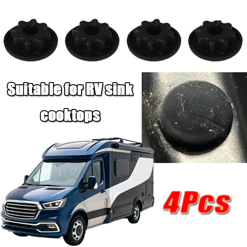 4 Stück langlebige schwarze Wohnwagen-Schraubkappenabdeckungen für Kochfelder, Spülbecken und Herde von SMEV, Dometic, Wohnmobilen und Wohnwagen – RV-Zubehör