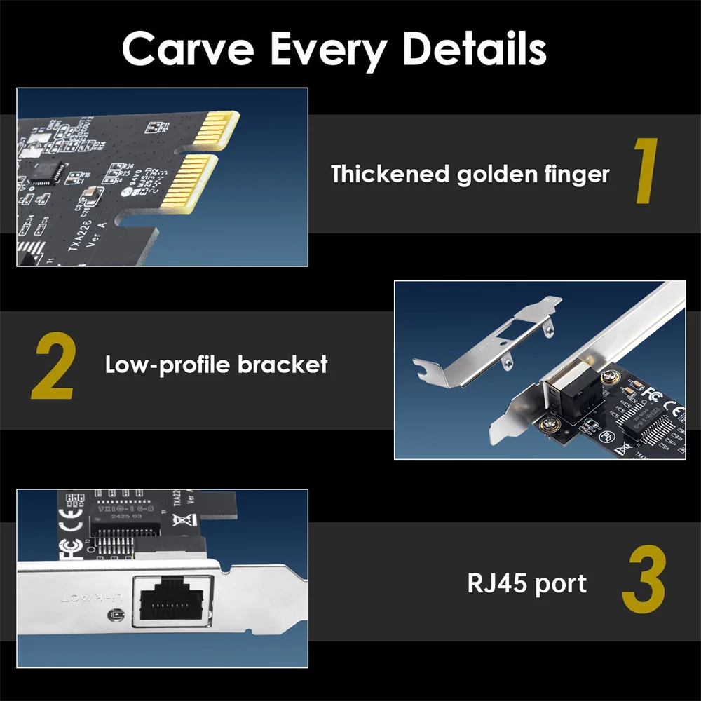 1000Mbps PCIE To RJ45 Network Adapter RT8111H RJ45 LAN Card 10/100/1000Mbps Gigabit Ethernet PCI-E X1/X4/X8/X16 For Desktop PC