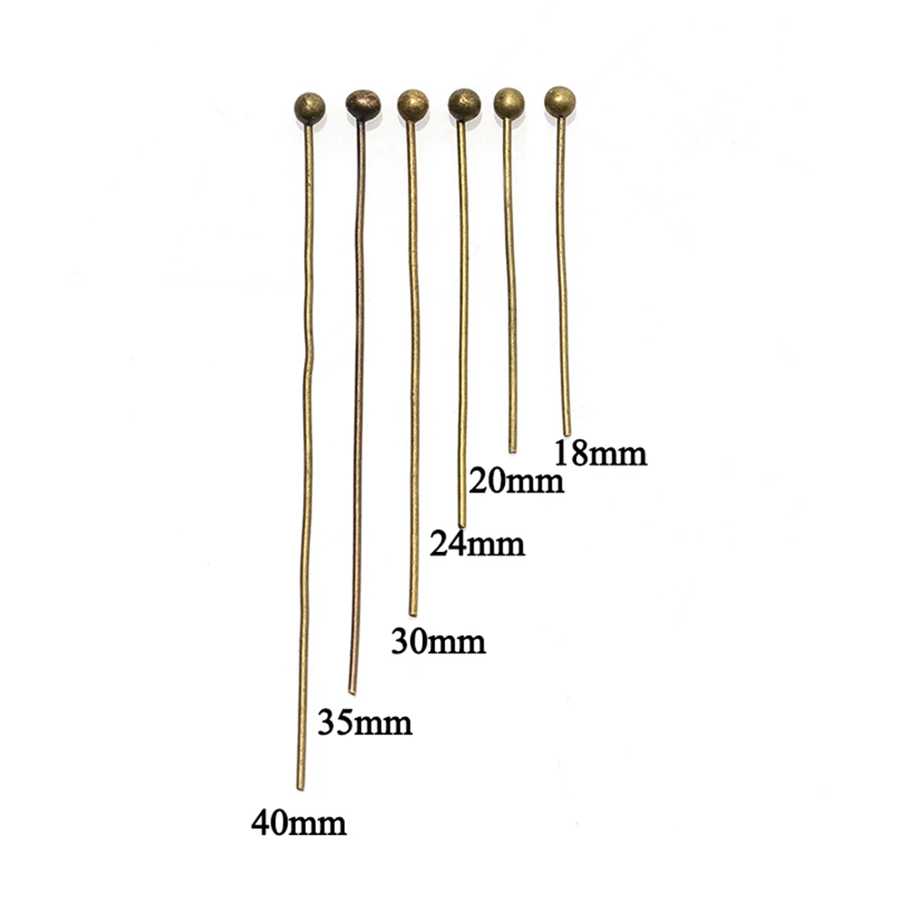 Wholesale 200pcs Metal Ball Headpins 18-40mm for Earrings Bracelet Jewelry Making DIY Head Pins Needlework Supplies Accessories
