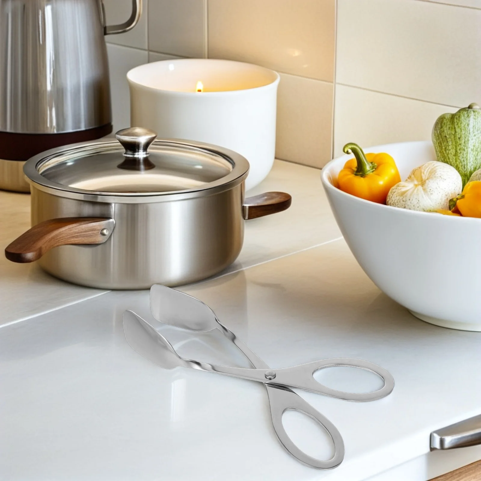 

Stainless Steel Egg Tongs Multifunction Food Scissors For Kitchen Home Restaurant Golden Lightweight Non-Slip Towel Bread