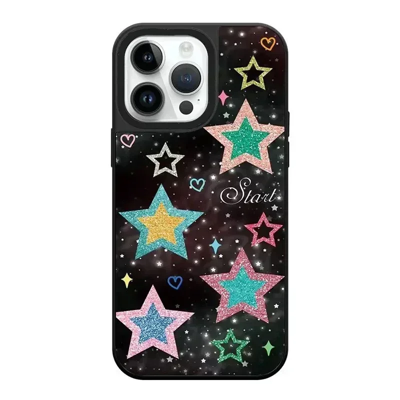 Colorful Star Mirror Magnetic iPhone 11 12 13 14 15 Pro Max Mirror Surface MagSafe Case Cover Shell