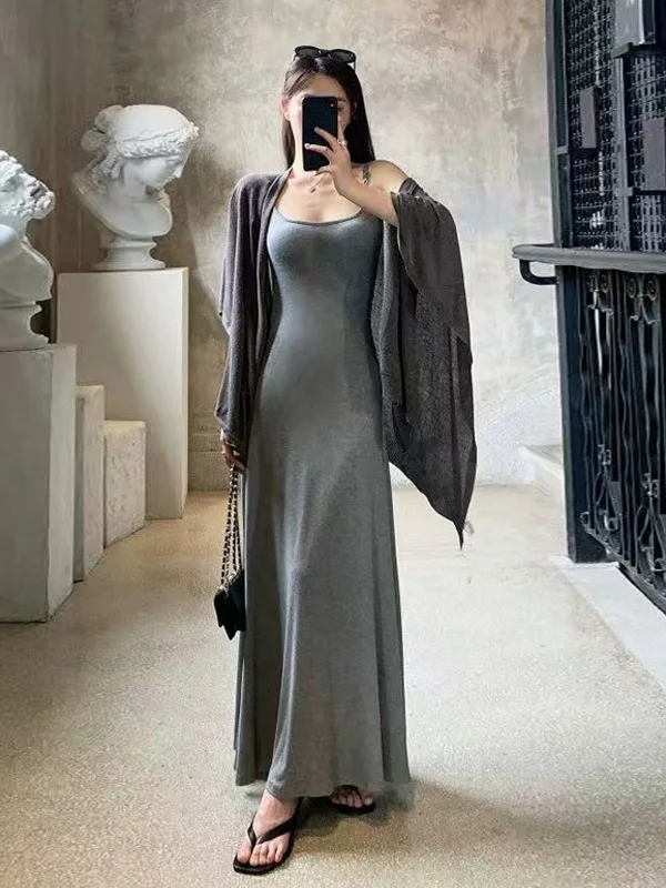 

Модный комплект из двух предметов: длинный палантин и защита от солнца, простой стильный дизайн для молодых женщин, лето 2025