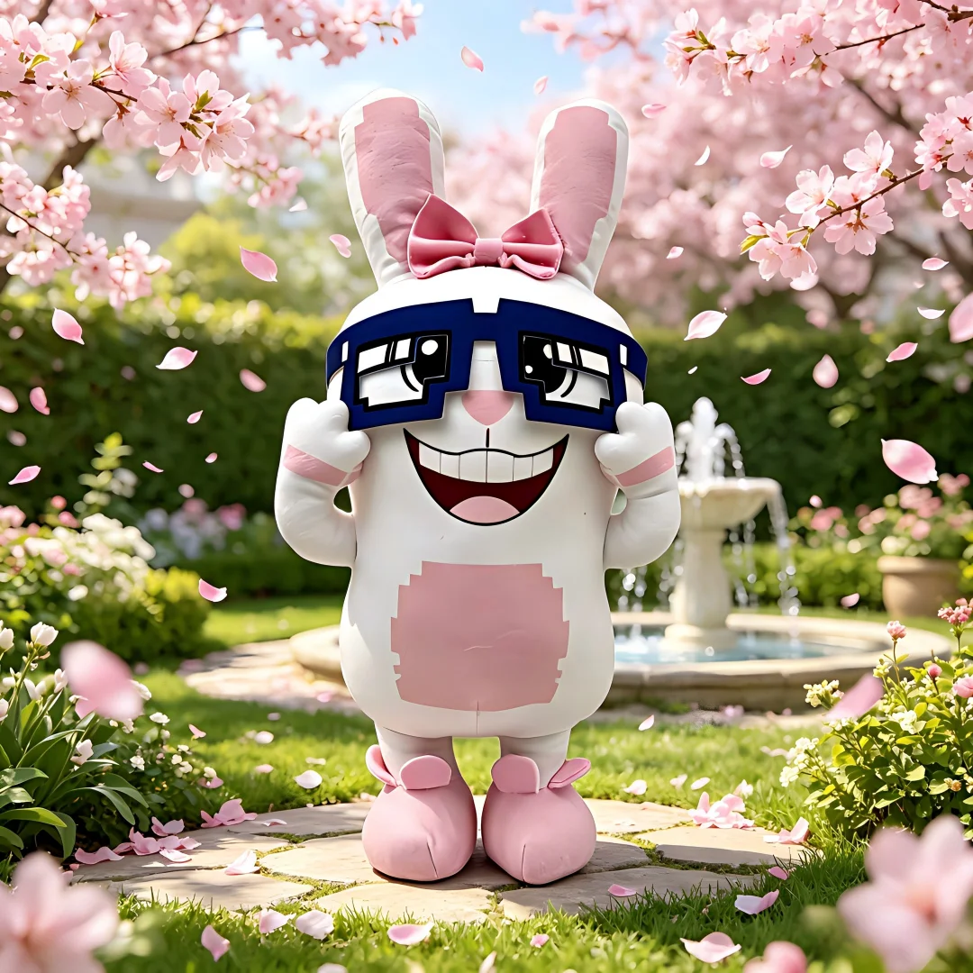 

30CM Cute Boppin Bunny Plush Doll Soft Stuffed Animal Toy With Big Smile And Glasses For Children Birthday Gift Party Favor Deco