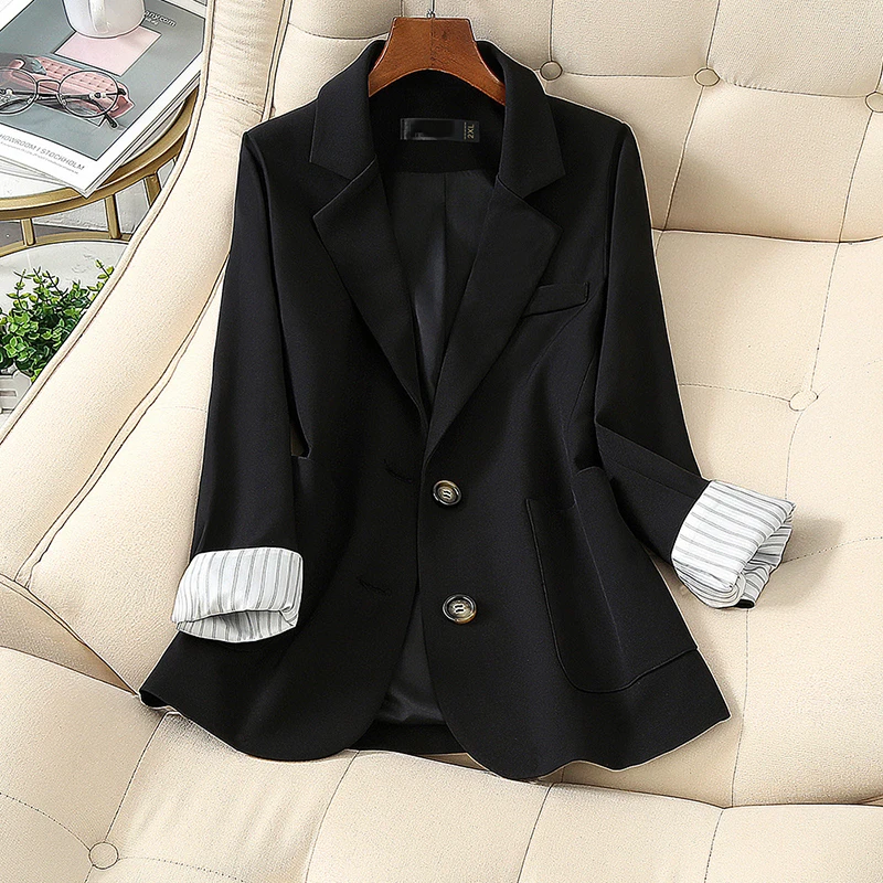 Jaqueta de temperamento slim fit feminina, casaco casual, casaco de primavera e outono, cardigã fashion, promocional europeu e americano