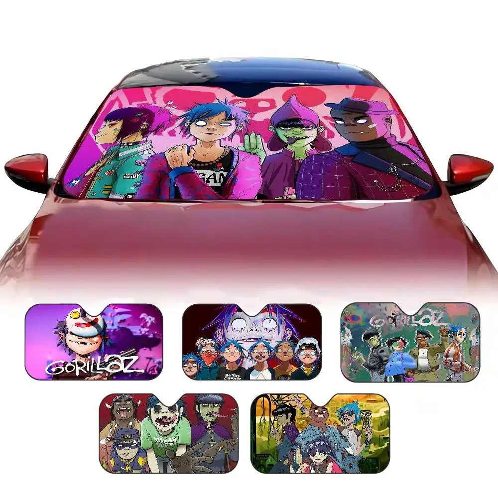 Virtual Anime Rock Band Gorillaz Sunshade Windscreen Fold-up Car Front Windshield 70x130cm Car Window Windscreen Cover