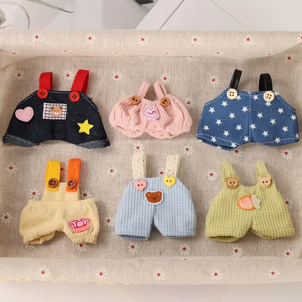 Doll Suspender Pants Cute Bear Rabbit Star Carrot Pattern Overalls Handmade Fabric Trousers For Doll Dress Up Accessories