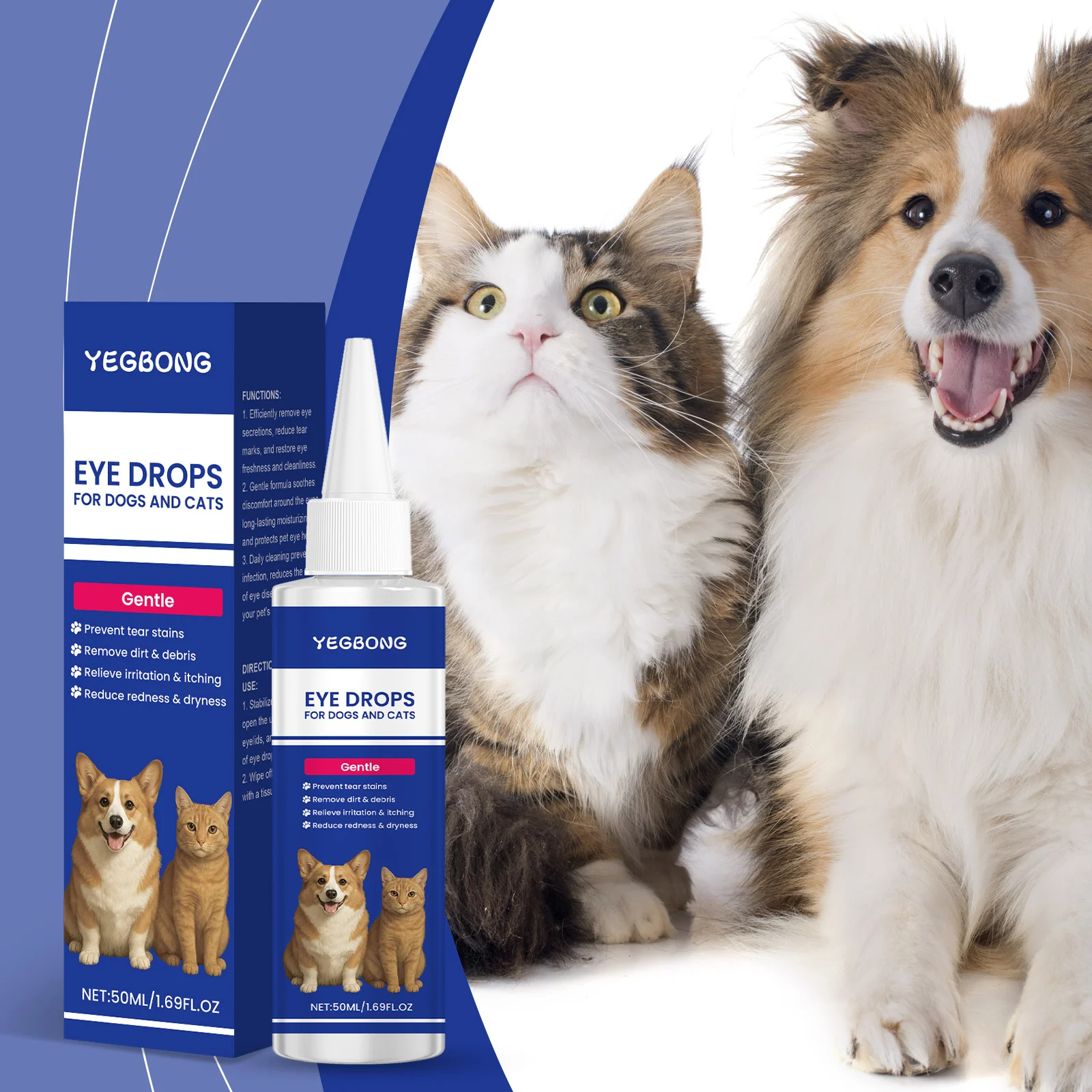 YEGBONG Universal Pet Eye Drops Relieve Discomfort Remove Dogs Dirt Control Itch Relief Eye Dryness Cats Hygiene Clean Products