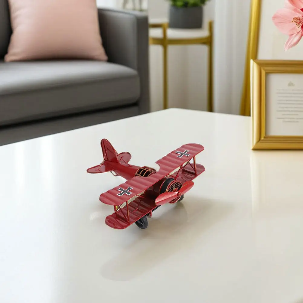 2 Pcs Iron Plane Model Decorative Sculpture Airplane Memorabilia Desk Figurine Desktop Decoration Ornament Retro
