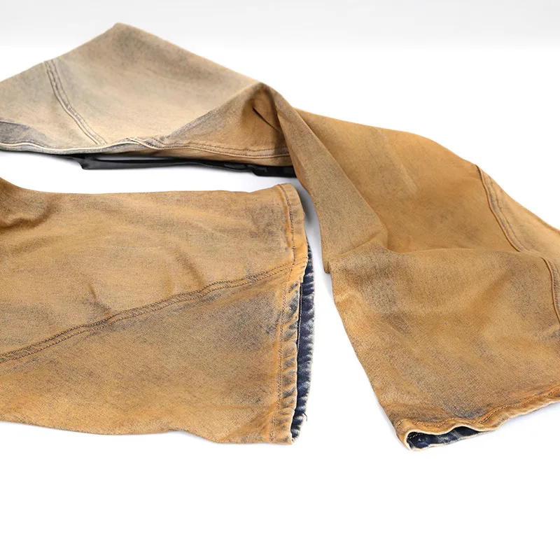 Dark RO High Street Denim Pants Men's Washed Retro Loose Wide Leg Micro Trumpet Stacking Gradient Distressed Jeans Pants