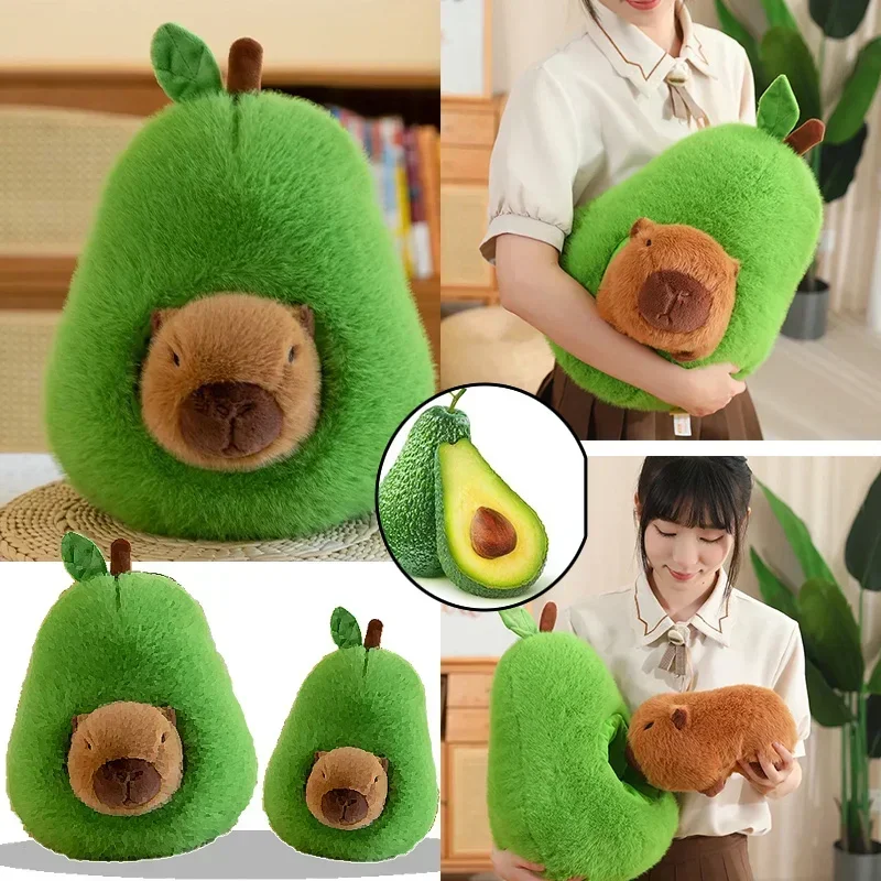 New Avocado plush toy capybara doll capibala sleep pillow big plush holiday gift kawaii creative fruit ragdoll pillow