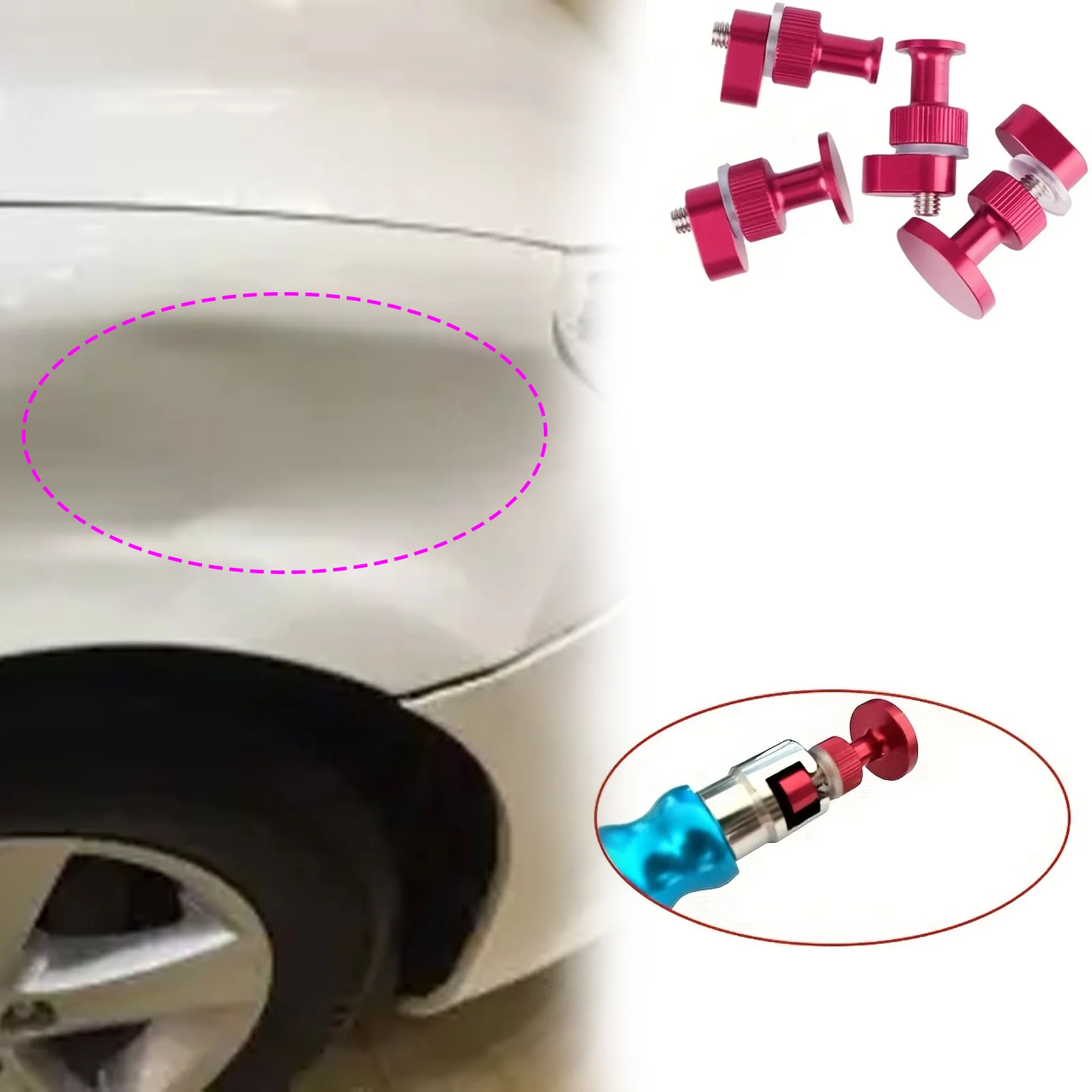 

4Pcs Car dent repair tool puller leveling aluminum alloy round gasket puller accessories hail pit dent small pit repair reuse