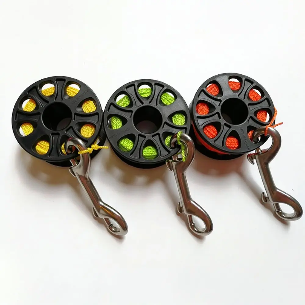 Reliable Diving Reel With Nylon Rope And Stainless Steel Double End Clip Essential Gear For Underwater Cave Diving Safety