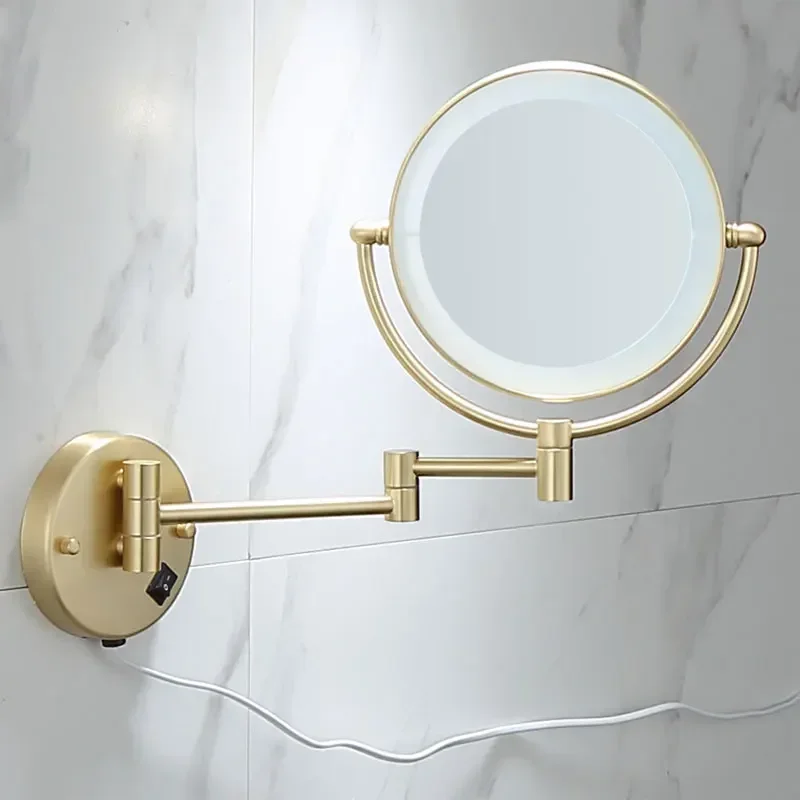 Nordic Brushed Gold Bathroom Decorative Mirror Folding Movable Magnifying Glass Plane Mirror Double Mirror Gold