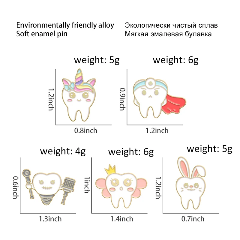 Oral Health Enamel Pins Custom Tooth Fairy Brooches Dentist Lapel Badges Fun Dental Implant Jewelry Gift  for Kids Friends