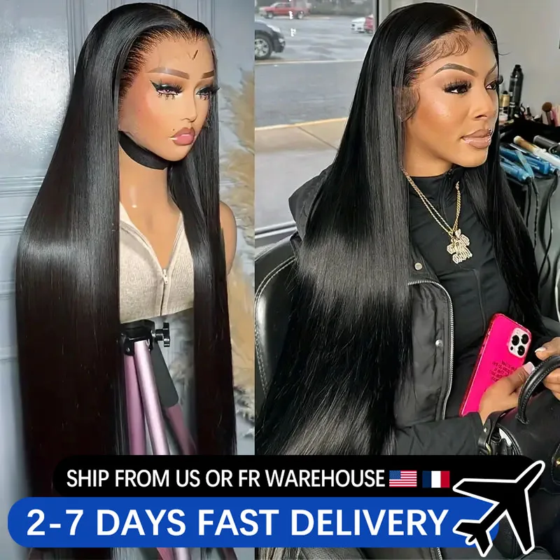 Bone Straight 13x4 Lace Frontal Human Hair Wigs Brazilian 30 34 Inch 13x6 HD Transparent Lace Front 4x4 Pre Plucked Closure Wigs