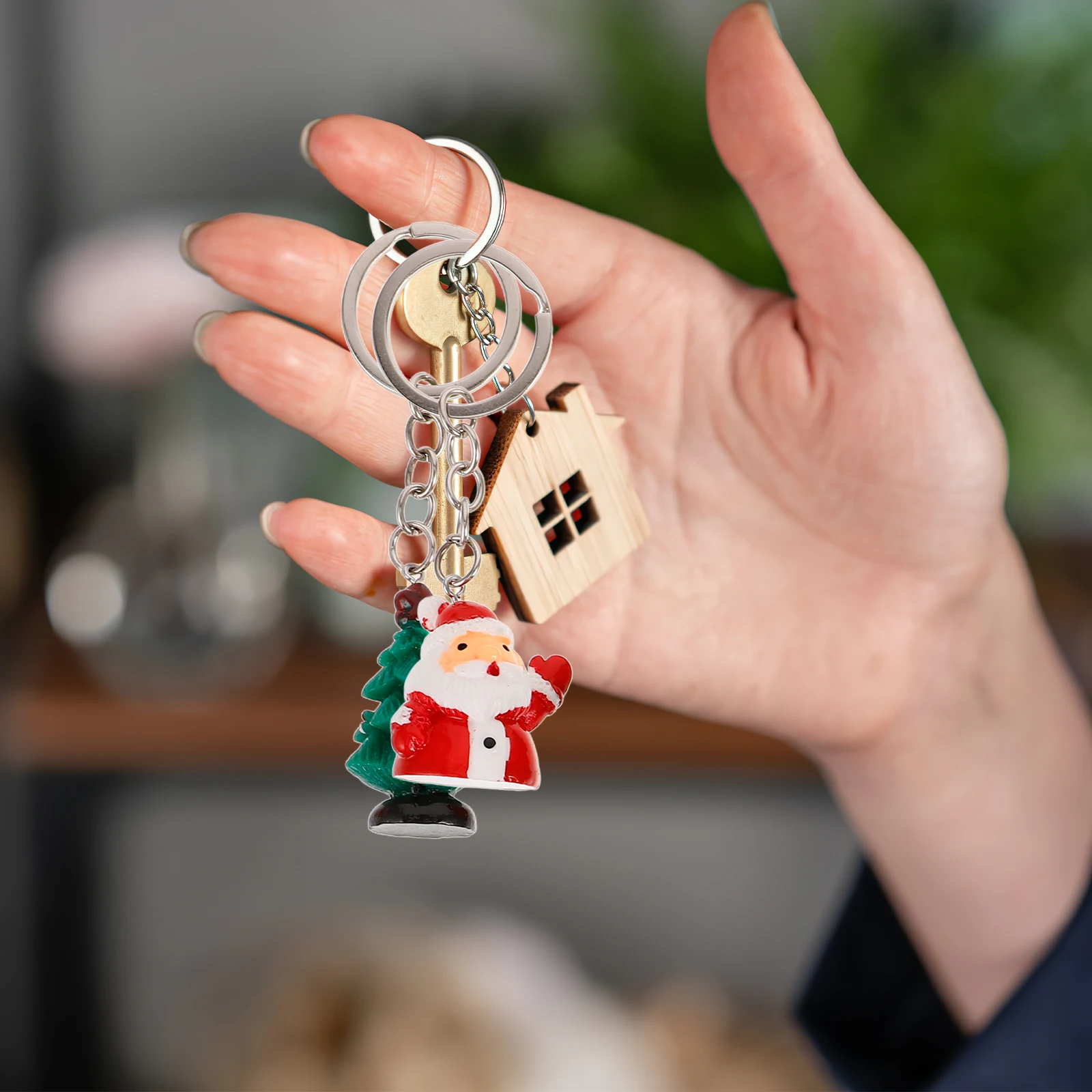 

9Pcs Resin Christmas Key Rings Santa Snowman Tree Cartoon Keychain Bag Pendant Backpack Hanging Xmas Gift Snowman Bag Charm