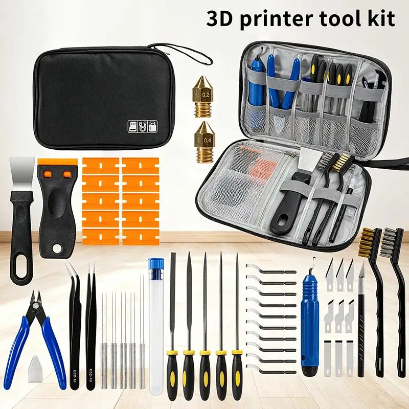 46/57Pcs 3D Printer Tool Kit With Portable Carrying Case And Complete Finishing Cleaning Tools For Hobbyists DIY Craft Projects