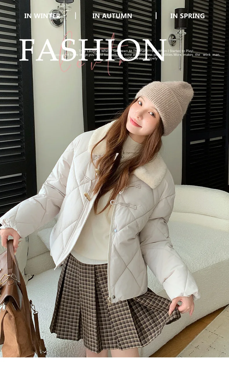 2025 New Winter New Chinese Cotton Padded Jacket Women Parkas Butterfly Knot Splicing Wool Collar Thick Coat Female Outerwear