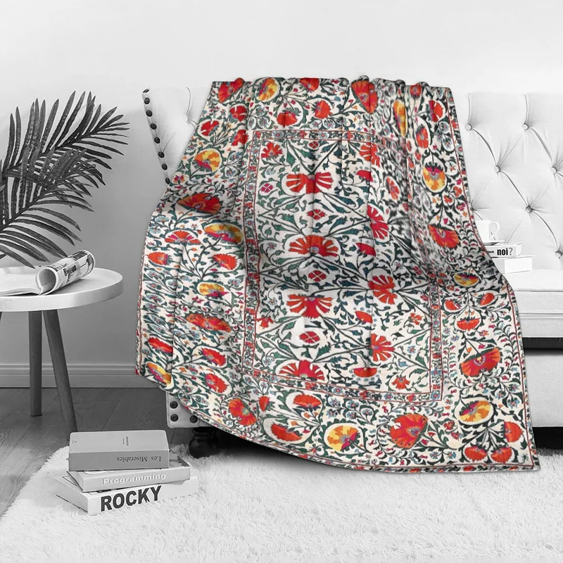الأزهار المطبوعة الصوف بطانية دافئة مريحة رمي بطانية أريكة تتحول لسرير غطاء رمي الزخرفية هدية #6