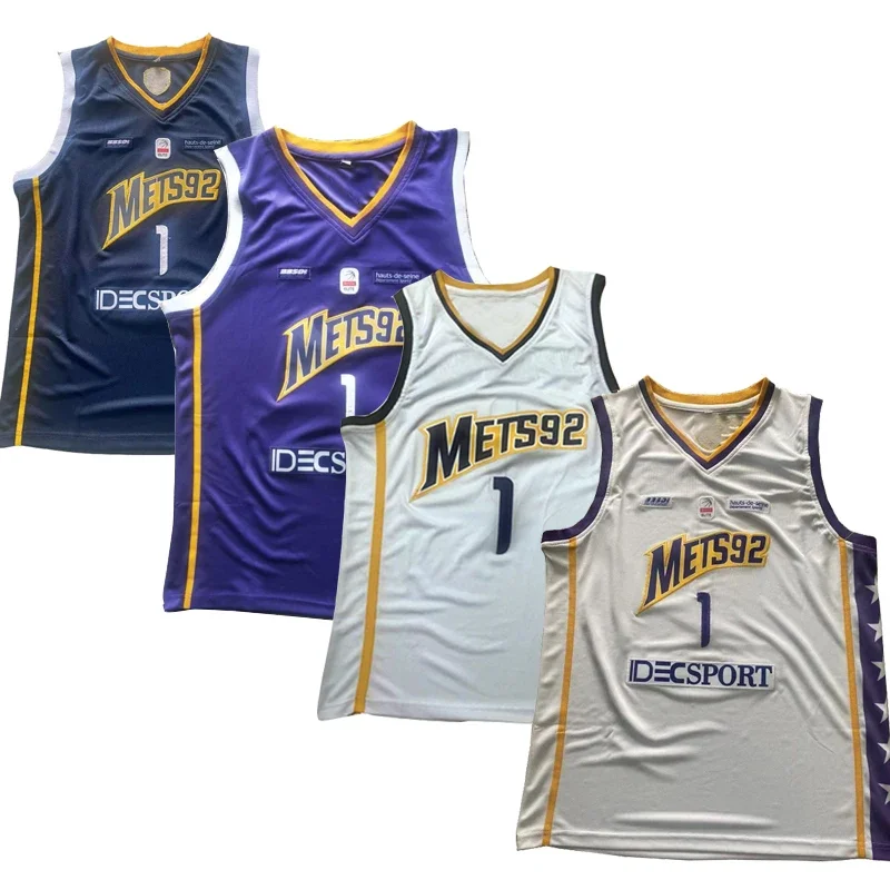 Basketball jerseys Metropolitans 92 1# WEMBANYAMA jersey Sewing Embroidery Outdoor sportswear Hip Hop Movie Blue White Purple;