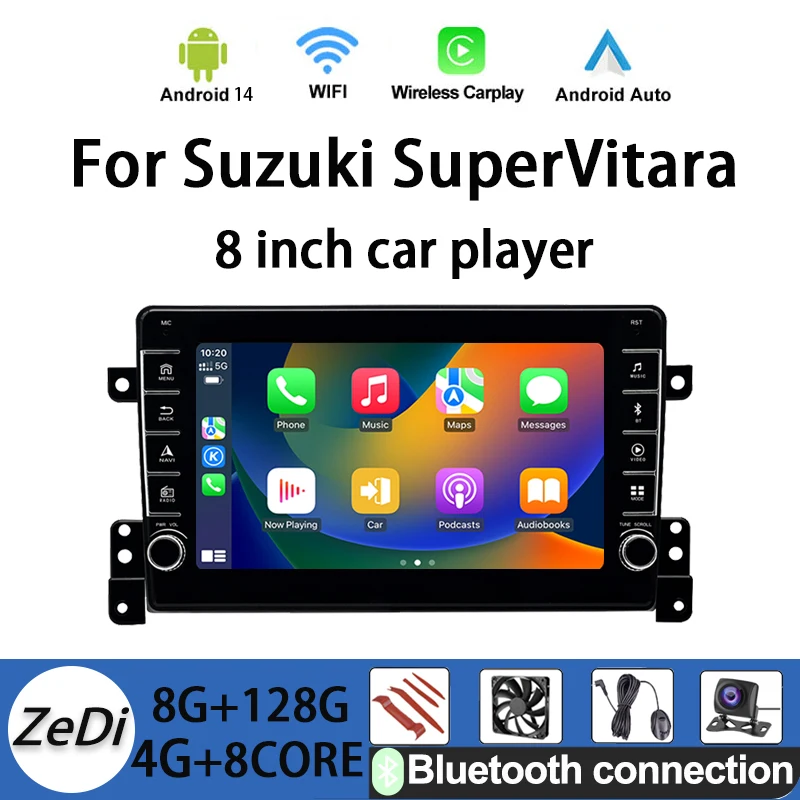 

For Suzuki Super Vitara 8 inch car player car player Car Radio Android 14 Wireless Carplay Multimed Video Player GPS Navigation