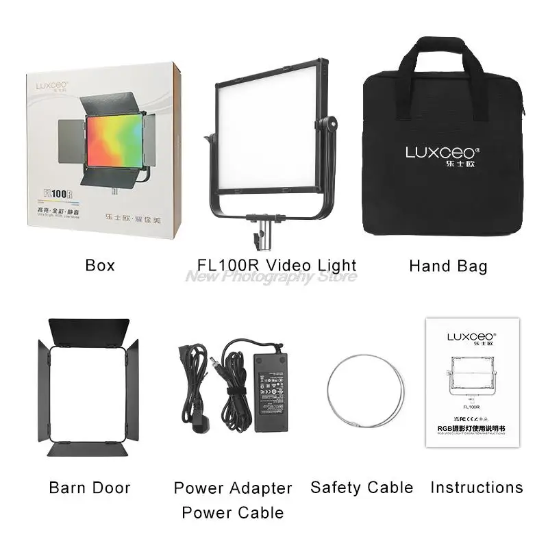 LUXCEO FL100R Photographic Lighting RGB Video Light LED Panel 100W APP Control Lamp for Photography Studio Stage Video Light