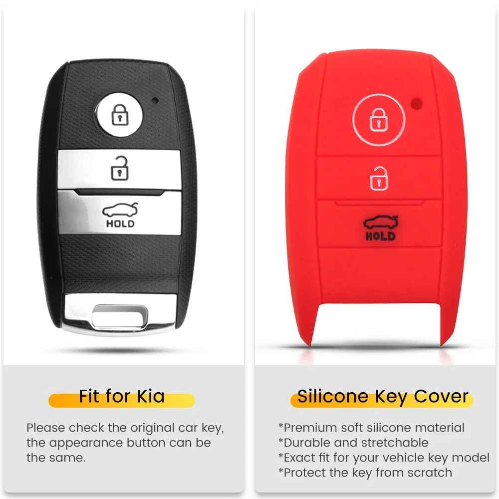 KEYYOU For Kia K2 K3 K4 K5 Forte Cerato Sportage 2014 Smart Car Key Shell Case Silicone Cover 3 Buttons Remote Fob Case