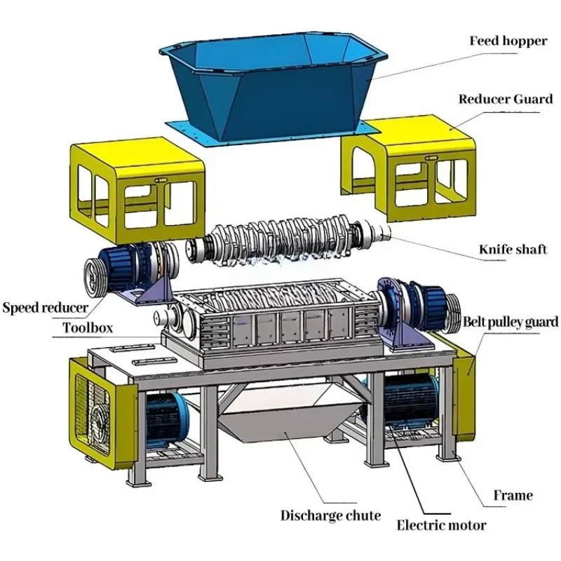 Automotive Waste Tire Recycling Shredder Automatic Tire Rubber Tearing Machine Large-Scale Scrap Tire Crusher High Motor ZX