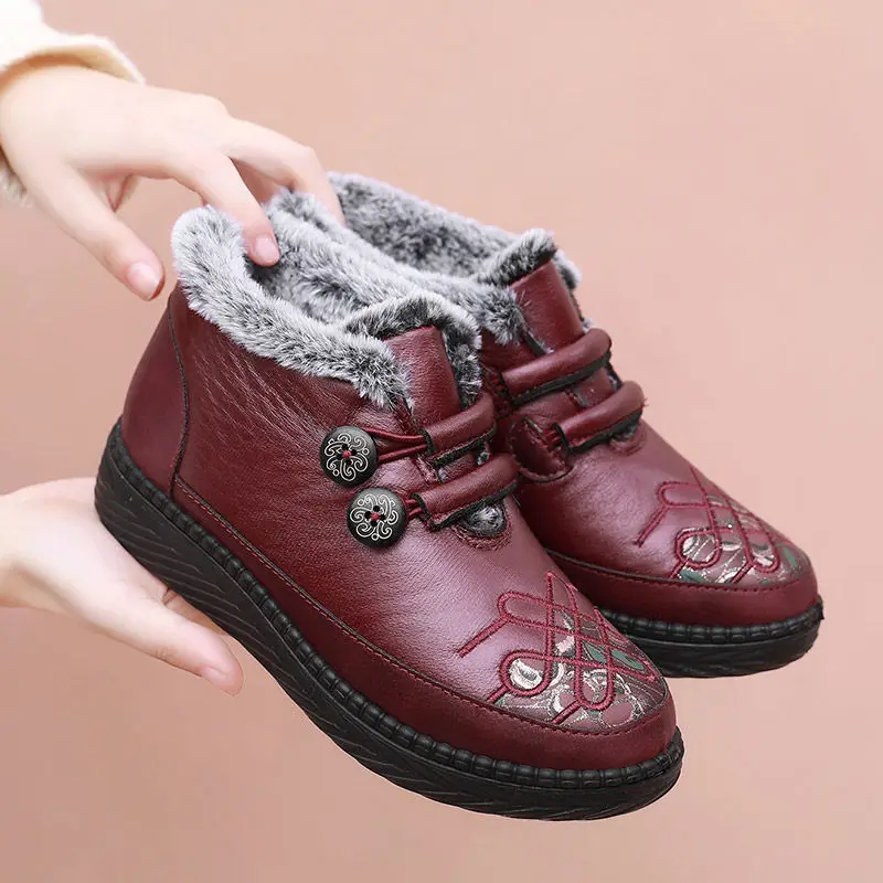 Women Winter Boots Ladies Waterproof Plush Fur Snow Boots Female Slip On Casual Footwear Flat Ankle Boots Plus Size Boots