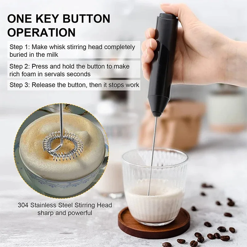 Electric Milk Frother Coffee Maker Handheld Whisk Beater Foam Maker Drink Mixer With Stand Kitchen Milk Coffee Egg Stirring Tool view 3