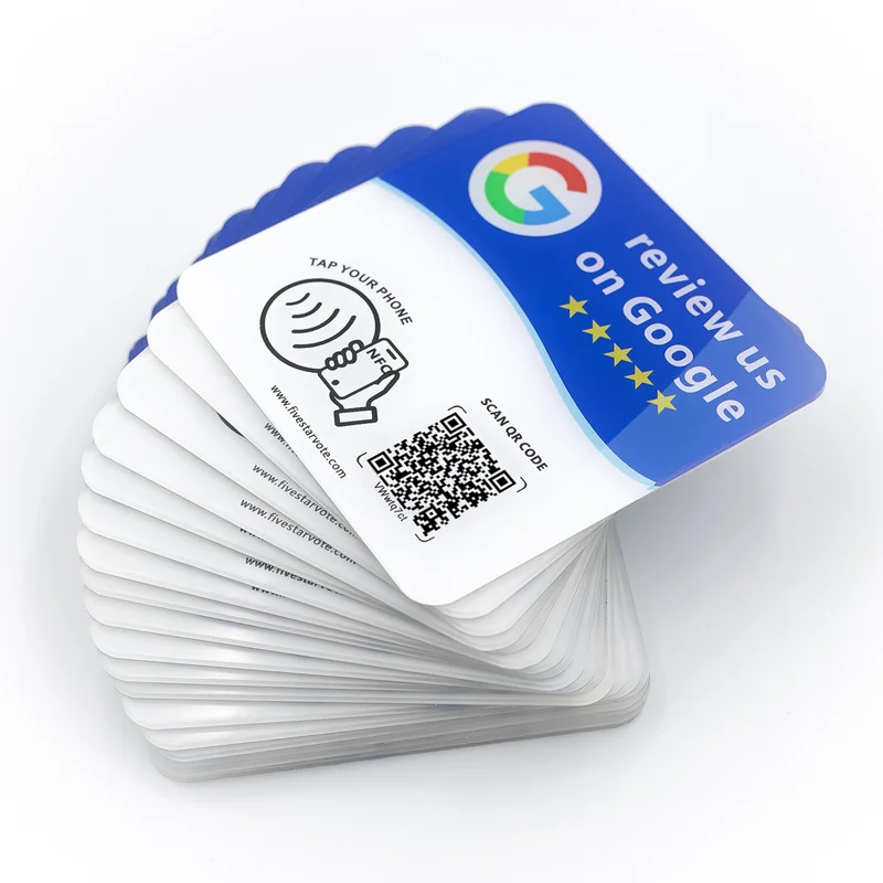 Acrylic Google Review NFC Tag NTAG215 Tap To Use Editable Dynamic QR Code 1.8mm Thick Vertical Stand Surface