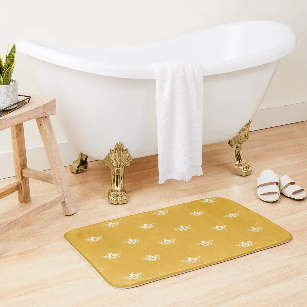 

Mustard Bees Bath Mat Hallway Carpet Bathroom Items Bathroom Rug Home Decor Mat