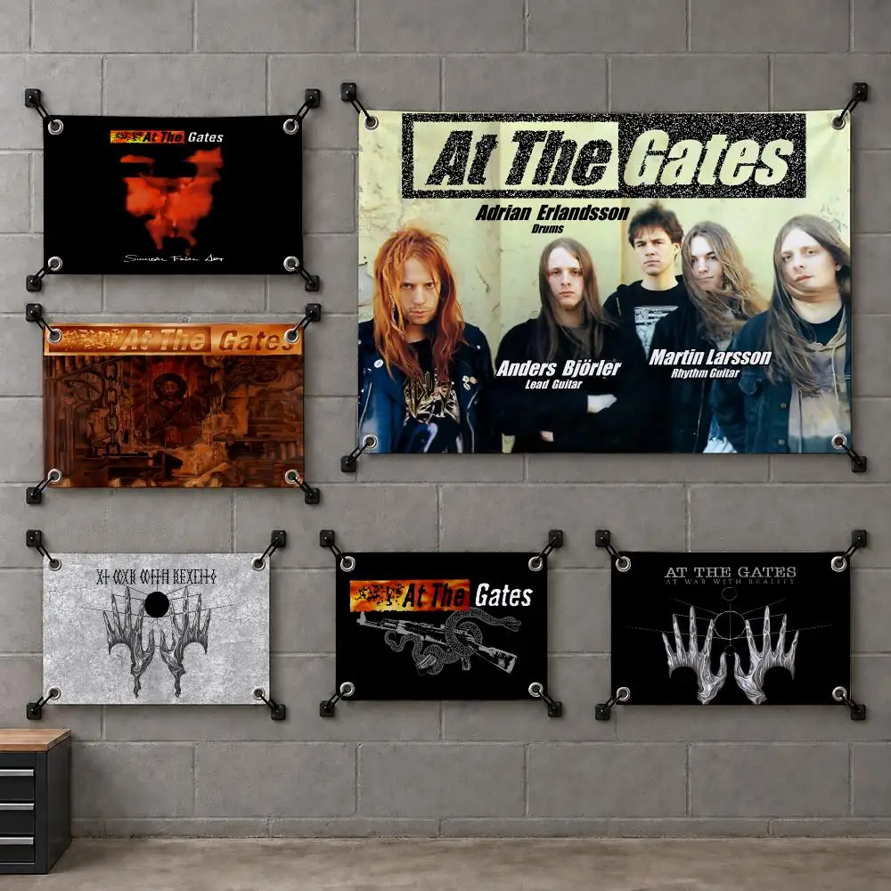 AT THE G-GATES Rock Band Flags Bedroom House Living Room Dorm Outdoor Party Wall Hanging Background Banner Decor