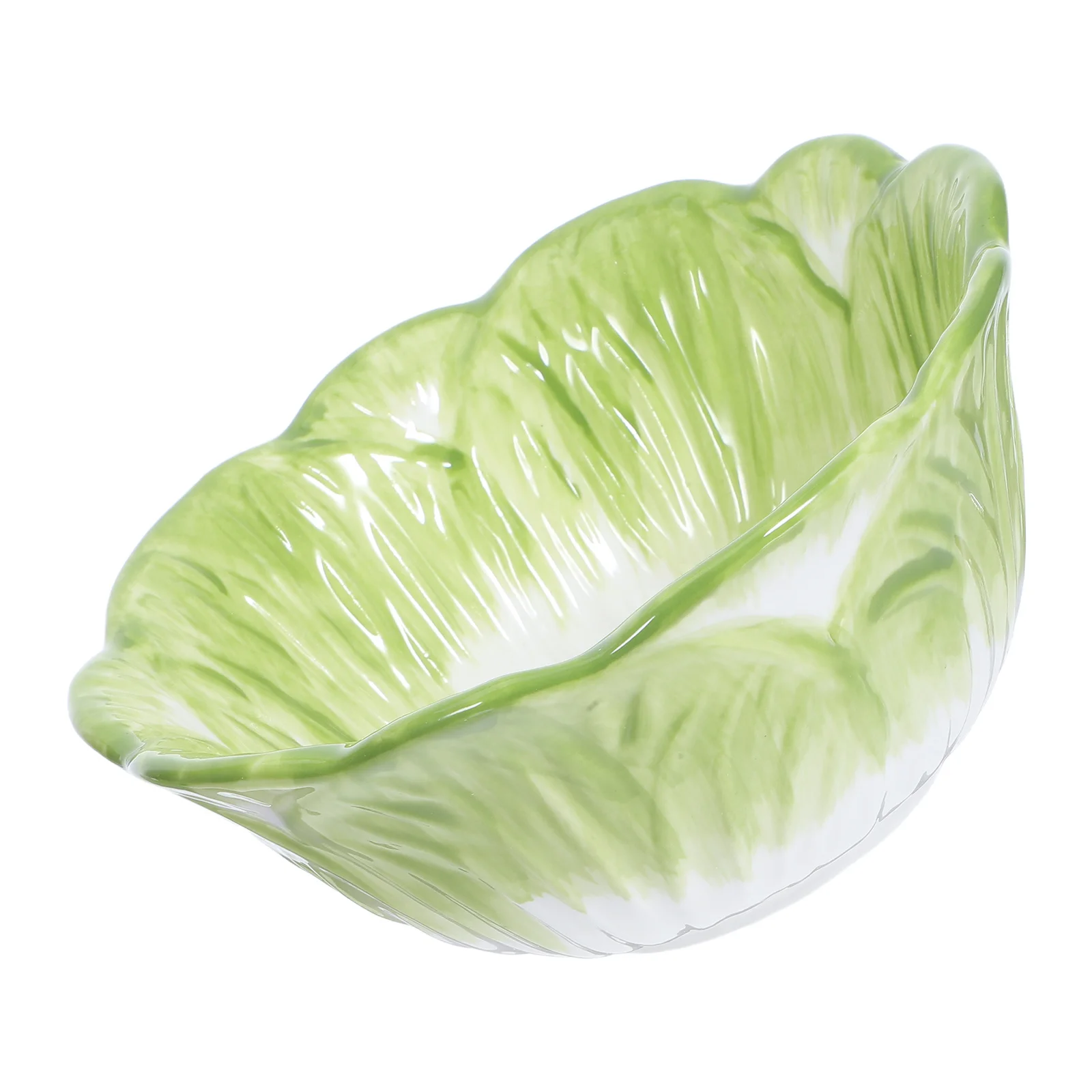

Kids Ceramic Bowl Chinese Cabbage Design Smooth Rim Green Ceramic Snack Container for Dessert Fruit Salad Party Family Gathering