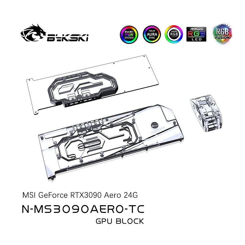 Bykski GPU Water Cooling Block with Active Waterway Backplane Cooler for MSI GeForce RTX3090 Areo 24G,N-MS3090AERO-TC