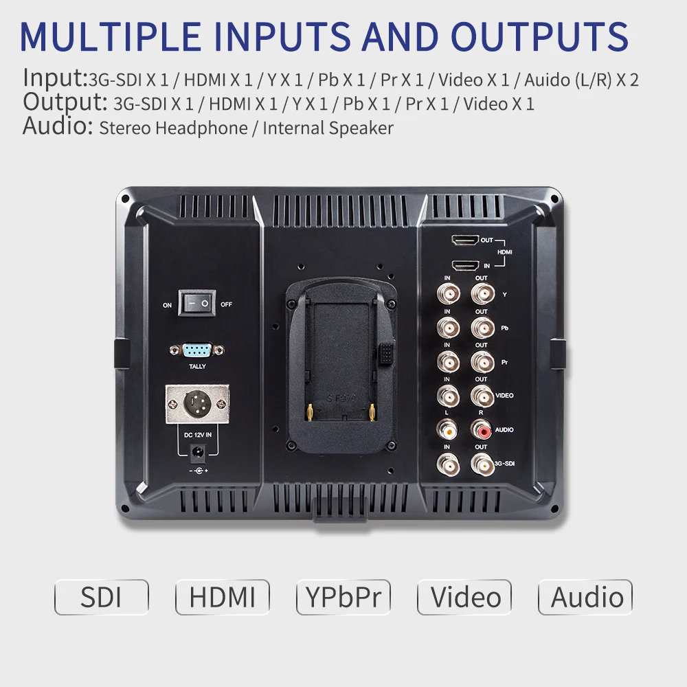 FEELWORLD FW1018SPV1 10.1 بوصة 3G-SDI HDMI كاميرا مراقبة ميدانية IPS 1920x1200 مع شكل موجي ثلاثي الأبعاد بلغت ذروتها 3 ألوان تالي ضوء