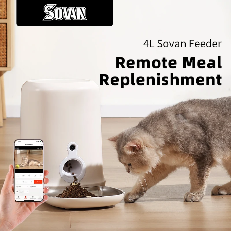 Feeder, Pet, App, Smart Feeding, Automatic Feeder, with High-definition Camera, Remote Interaction, Voice Call for Dispensing
