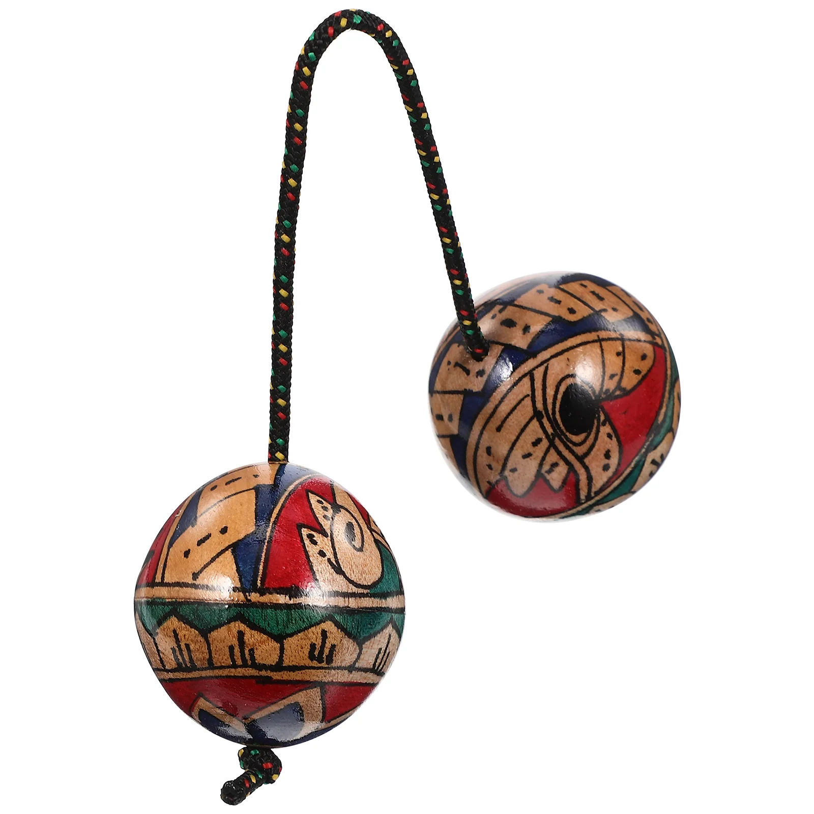 Maracas desenhadas à mão, a mesma bola pintada à mão para banda, brinquedo, instrumentos musicais, corda, bolas de tambor de madeira de uma mão, criança