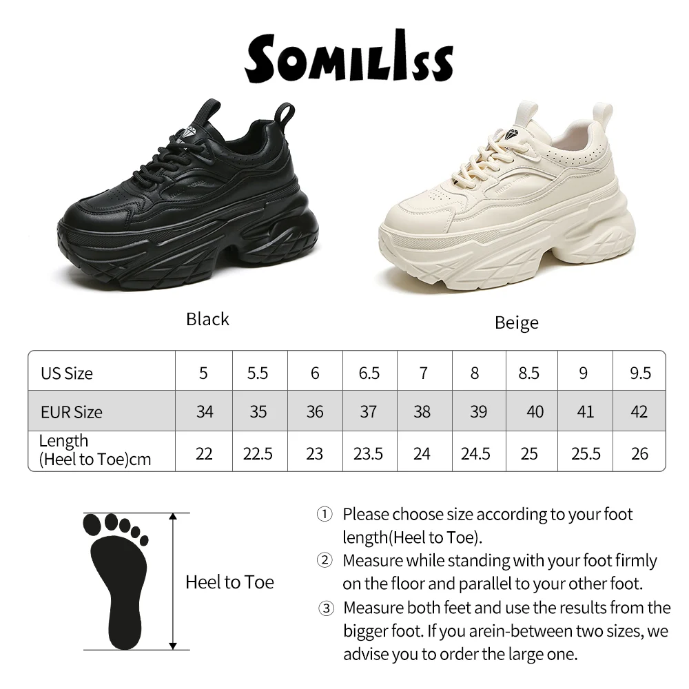 SOMILISS Womens Chunky Platform Sneakers Genuine Leather Microfiber Leather Patchwork Ladies Autumn Fashion Casual Sneaker Shoes