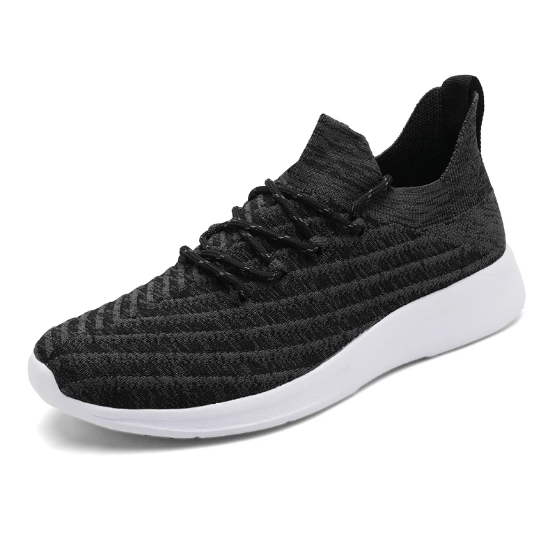 New large size men's fashion flying mesh casual shoes comfortable sports thick sole anti-slip wear-resistant men's shoes