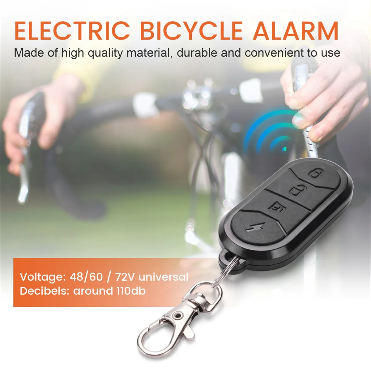 ABNP Ebike Alarm System Dual Remote Control 36V 48V 60V 72V Alarm Accessories Universal Waterproof Electric Bike Replacement
